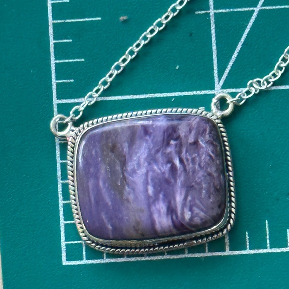 Charoite southwestern sterling silver necklace - Picture 7 of 8